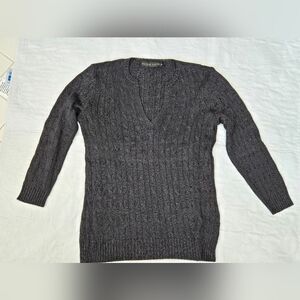 Ralph Lauren Black Label Silk V-Neck 3/4 Sleeve Sweater, sM